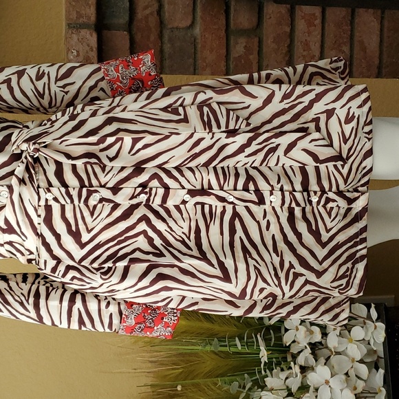 🆕️ Julie Brown Rizzo Animal Print Long Sleeve Button Down Dress SIZE: 4 - Picture 5 of 16